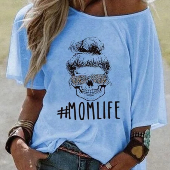 Tops - Mom Life Casual Off Shoulder Tee